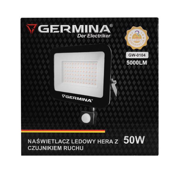 Naświetlacz ledowy Hera 50W z czujnikiem ruchu Germina